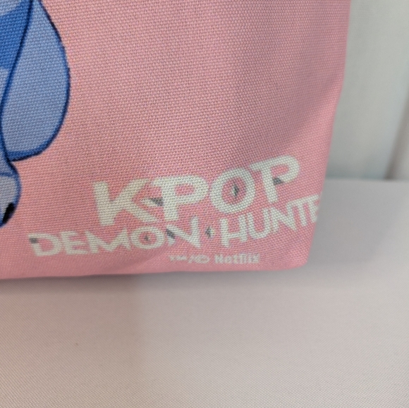 K-Pop Demon Hunter Derpy Tiger Cat Save The Date Canvas Tote Bag Pink - Picture 3 of 9